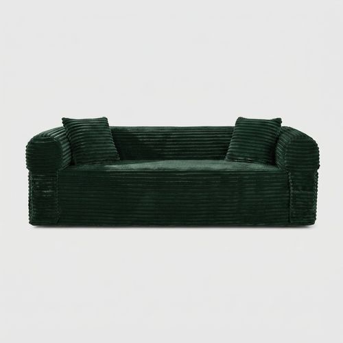 Borcolo boneless cloud couch, 83 inch convertible corduroy, dark green