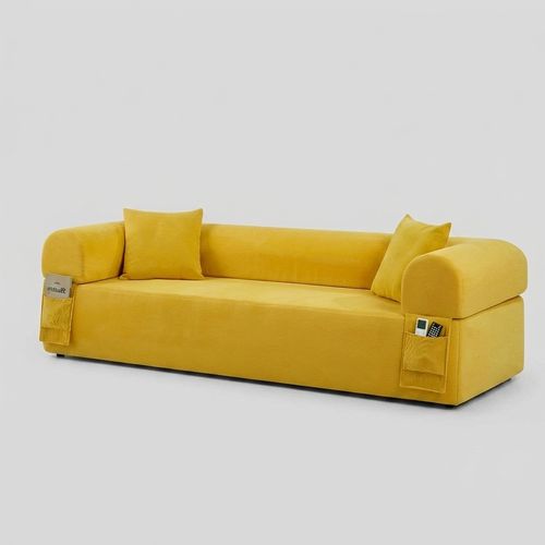 Borcolo compressed boneless couch, 83 inch corduroy, yellow