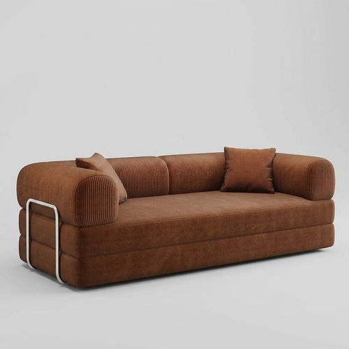 Borcolo 79 inch boneless sectional convertible sofa bed, brown